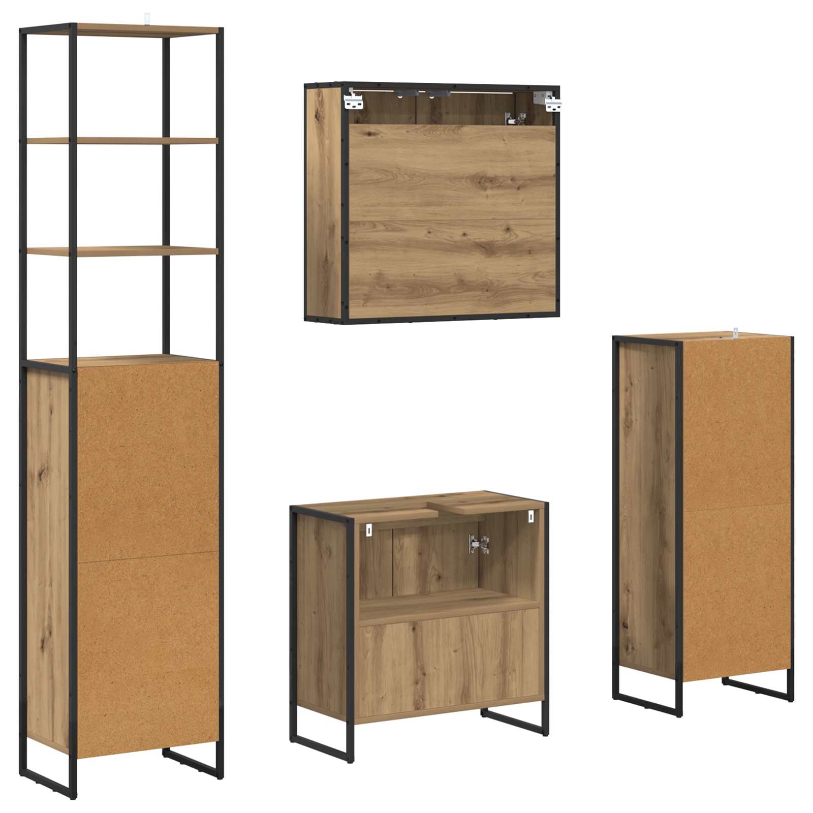 Set de mobilier pentru baie Stejar Artizanal Lemn compozit - imagine 10