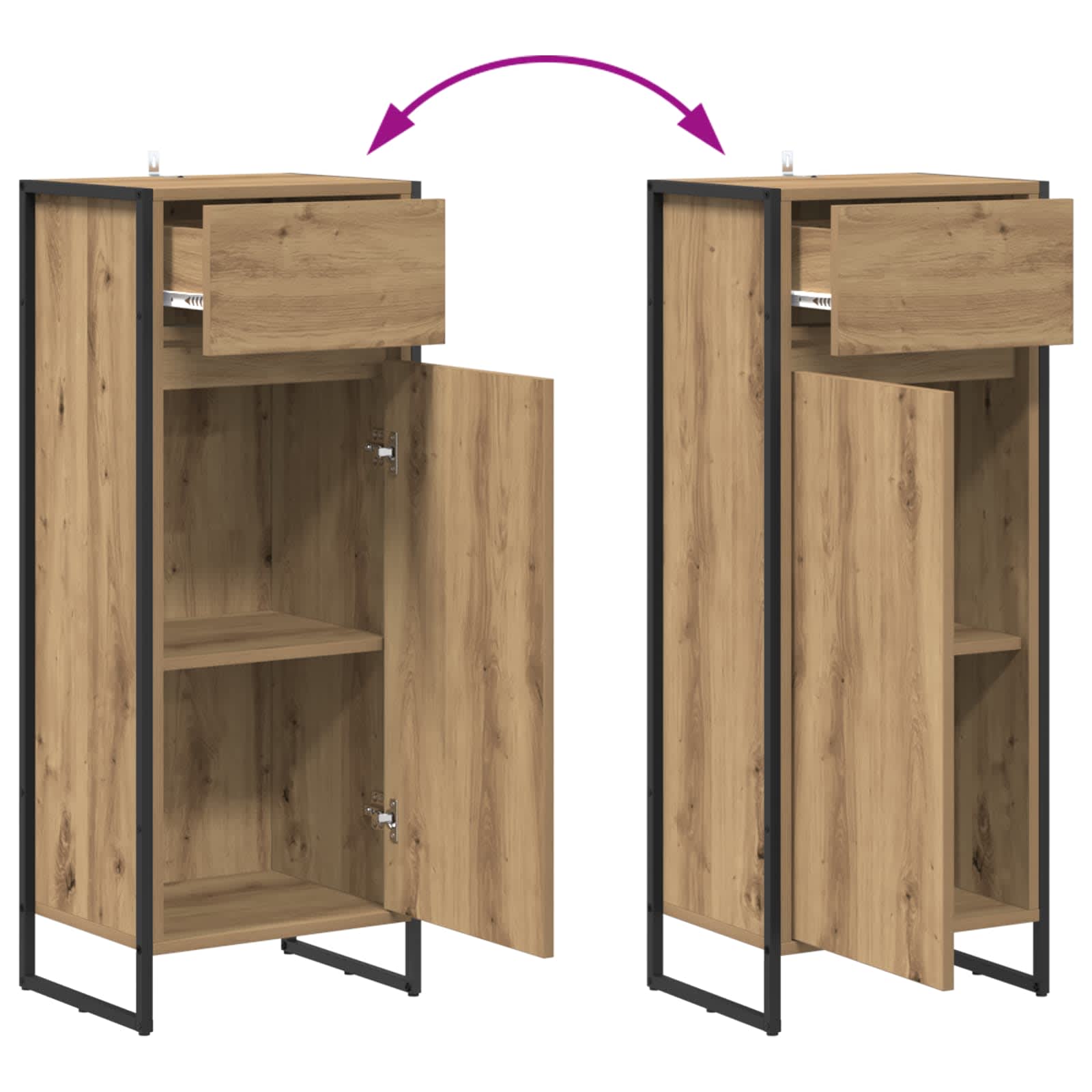 Set de mobilier pentru baie Stejar Artizanal Lemn compozit - imagine 13