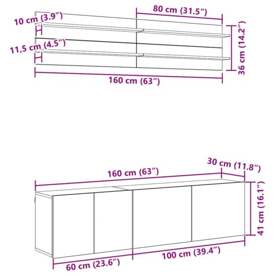 3403568 13 Unități TV Pe perete 6 pcs Lemn vechi Lemn compozit 3403568 13
