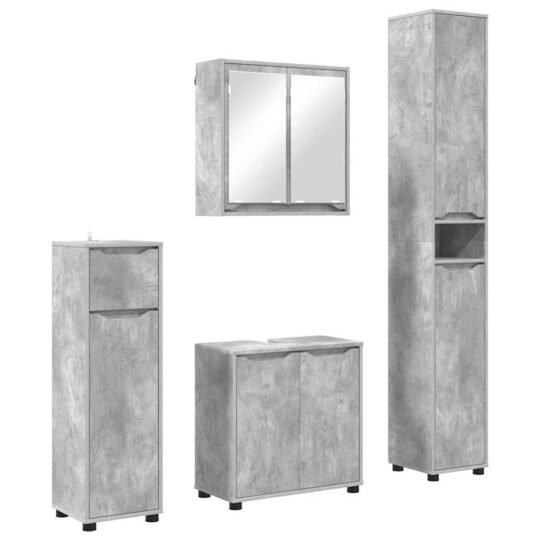 Alternative view of Set de mobilier pentru baie 4 pcs Gri din beton Lemn compozit