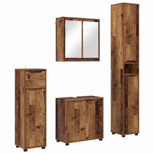 Alternative view of Set de mobilier pentru baie 4 pcs Lemn Vechi Lemn compozit