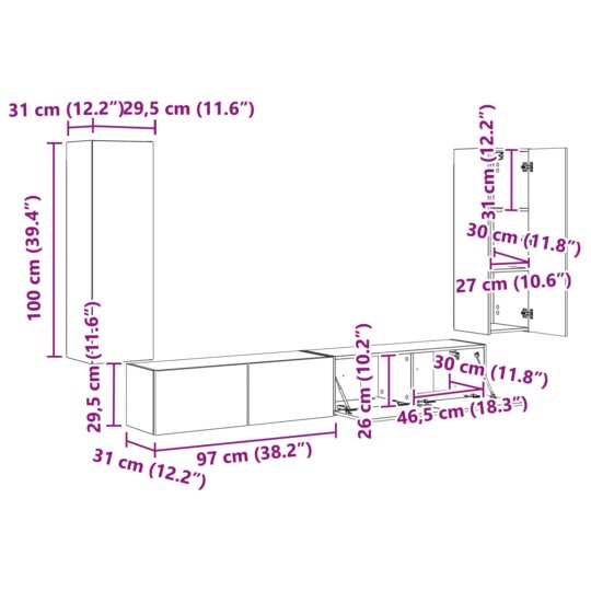 3408929 13 Alb lucios 98 x 31 x 29,5 cm 3408929 13