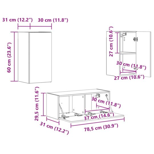 3408967 13 Set comodă TV Pe perete 2 pcs Gri Sonoma Lemn compozit 3408967 13