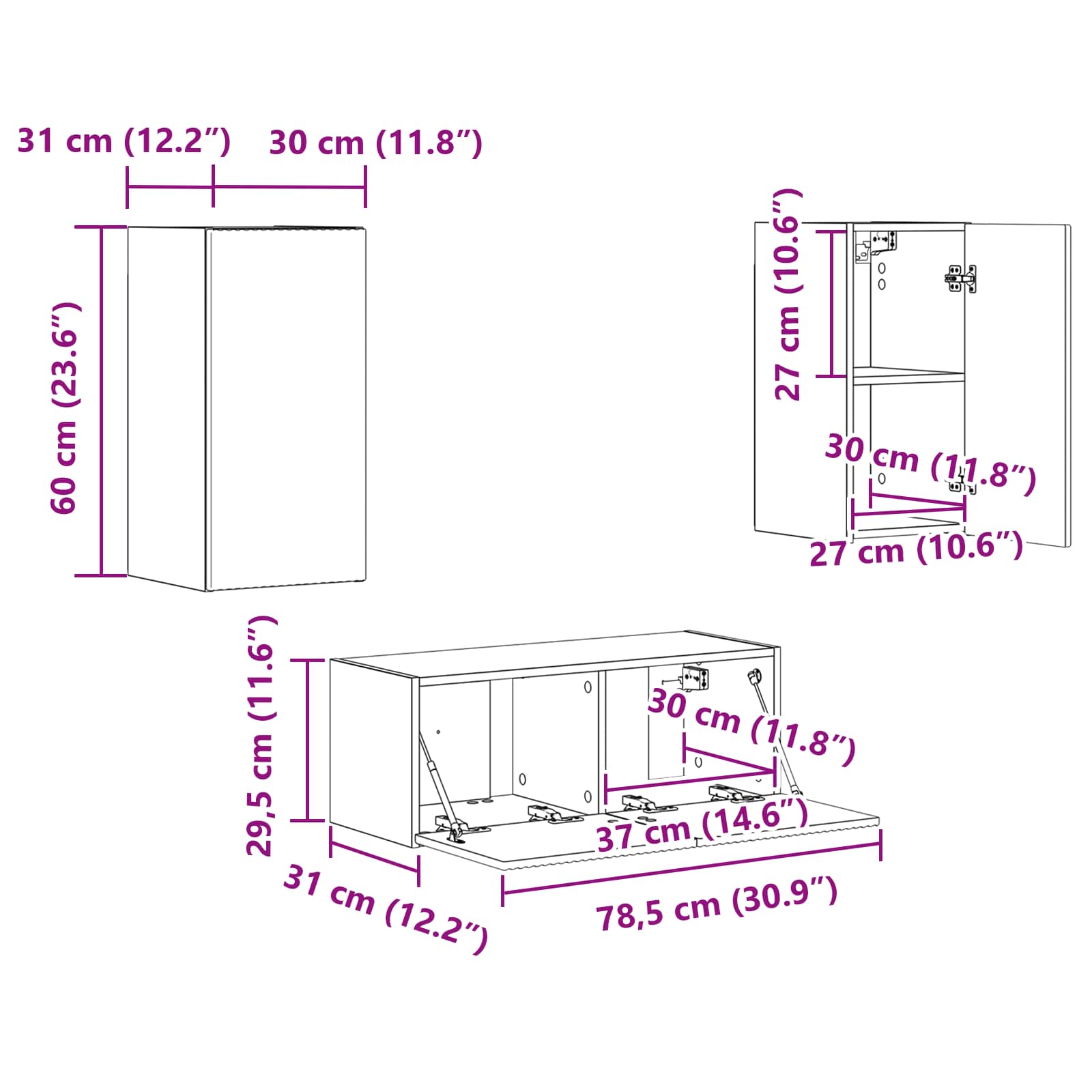 3408967 13 Set comodă TV Pe perete 2 pcs Gri Sonoma Lemn compozit Set comodă TV Pe perete 2 pcs Gri Sonoma Lemn compozit - imagine 13