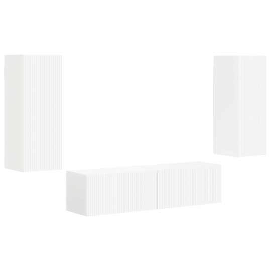Alternative view of Set comodă TV Pe perete 2 pcs Alb Lemn compozit