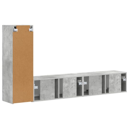 3408991 8 Set comodă TV Pe perete 2 pcs Gri din beton Lemn compozit 3408991 8