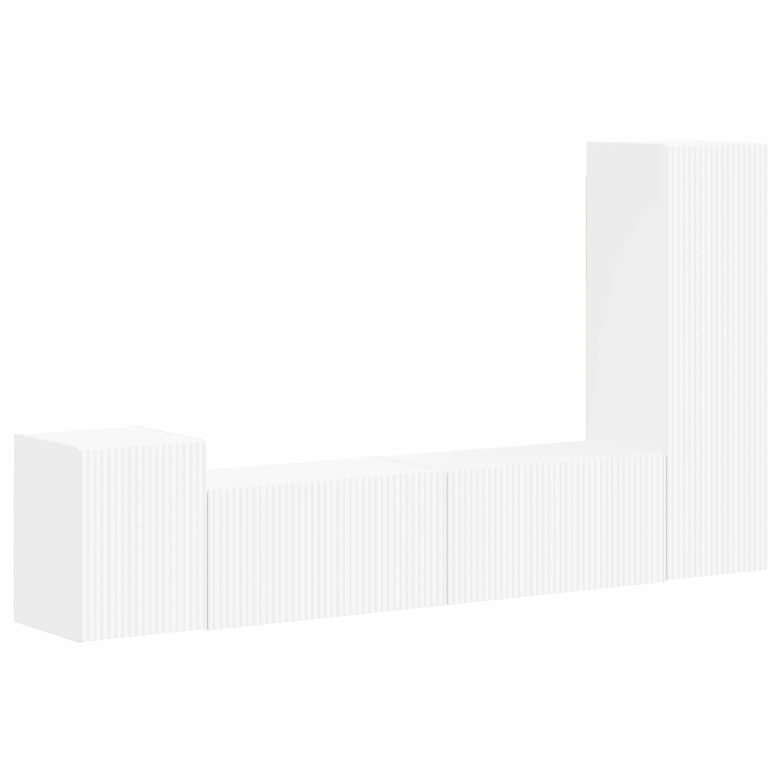 3408997 2 Set comodă TV Pe perete 4 pcs Alb Lemn compozit Set comodă TV Pe perete 4 pcs Alb Lemn compozit - imagine 2