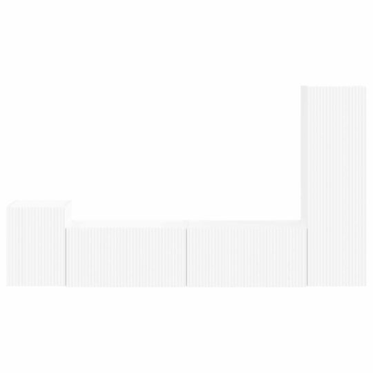 3408997 8 Set comodă TV Pe perete 4 pcs Alb Lemn compozit 3408997 8