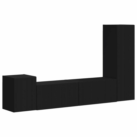Alternative view of Set comodă TV Pe perete 4 pcs Negru Lemn compozit