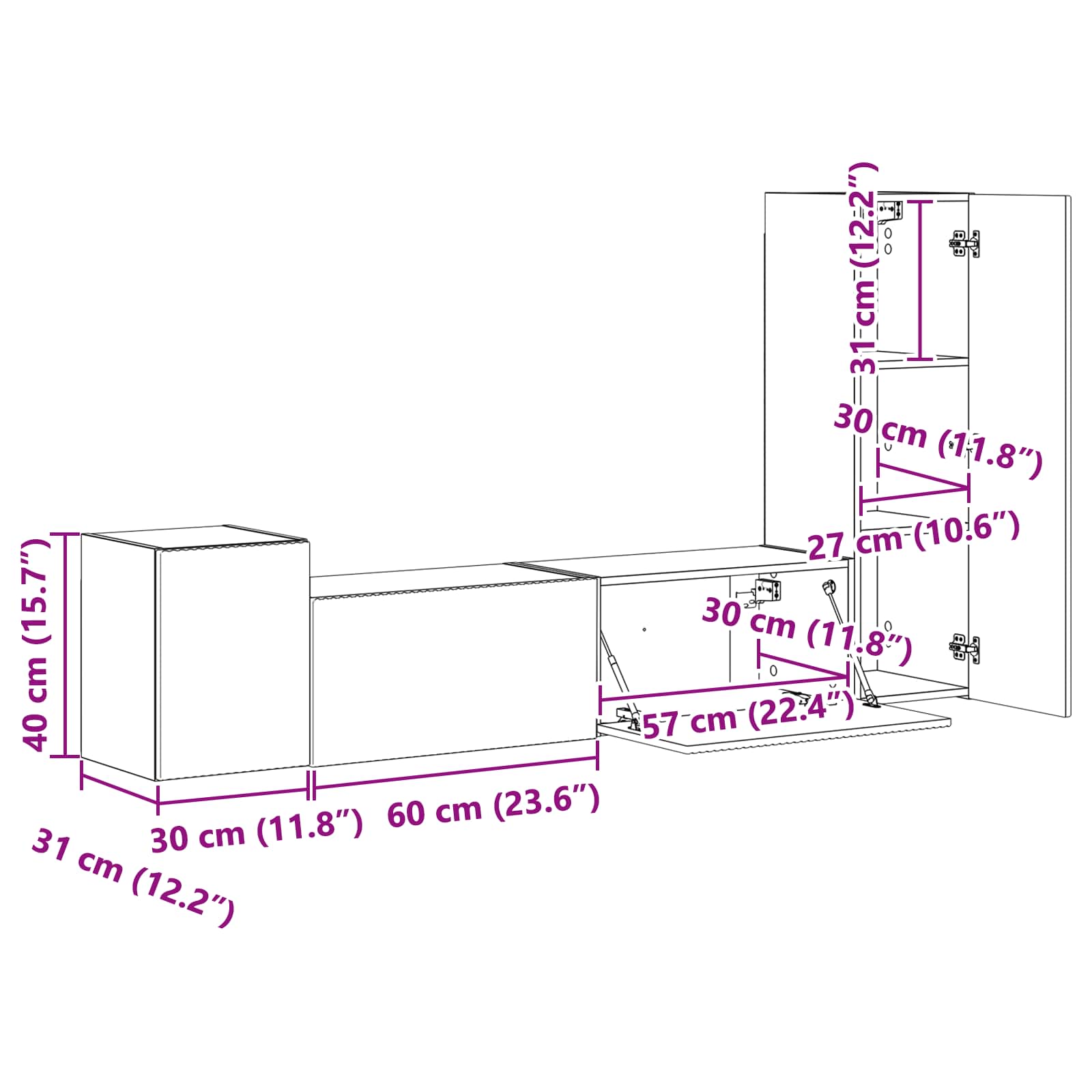 3408999 13 Set comodă TV Pe perete 4 pcs Stejar Sonoma Lemn compozit Set comodă TV Pe perete 4 pcs Stejar Sonoma Lemn compozit - imagine 13