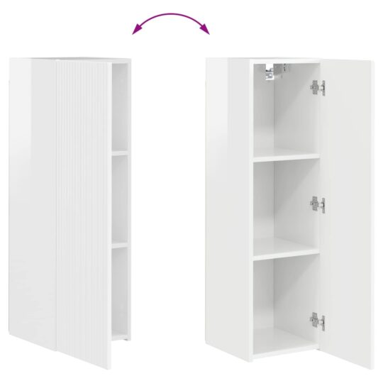 3409001 12 Set comodă TV Pe perete 4 pcs Alb lucios Lemn compozit 3409001 12