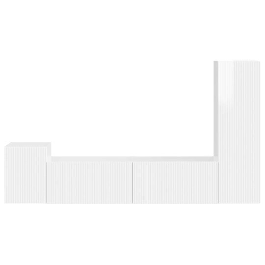 3409001 8 Set comodă TV Pe perete 4 pcs Alb lucios Lemn compozit 3409001 8