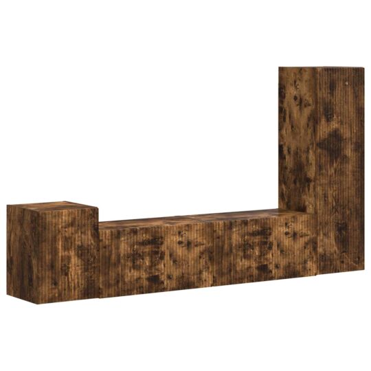 Alternative view of Set comodă TV Pe perete 4 pcs Stejar fumuriu Lemn compozit