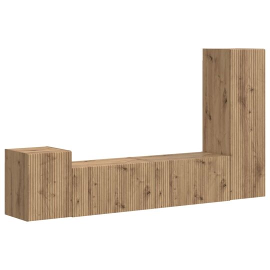 Alternative view of Set comodă TV Pe perete 4 pcs Stejar Artizanal Lemn compozit