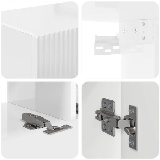 3409010 10 Set comodă TV Pe perete 3 pcs Alb lucios Lemn compozit 3409010 10