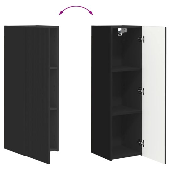 3409016 12 Set comodă TV Pe perete 3 pcs Negru Lemn compozit 3409016 12