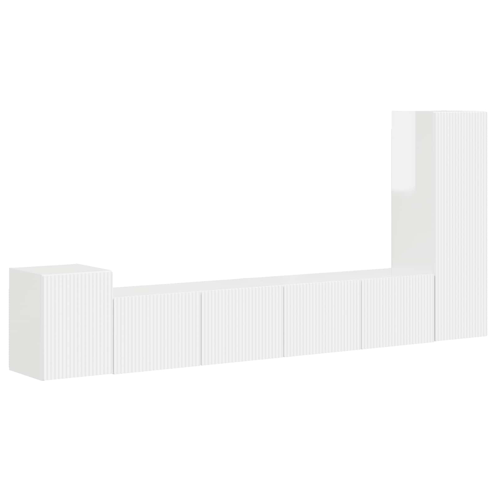 3409019 2 Set comodă TV Pe perete 3 pcs Alb lucios Lemn compozit Set comodă TV Pe perete 3 pcs Alb lucios Lemn compozit - imagine 2