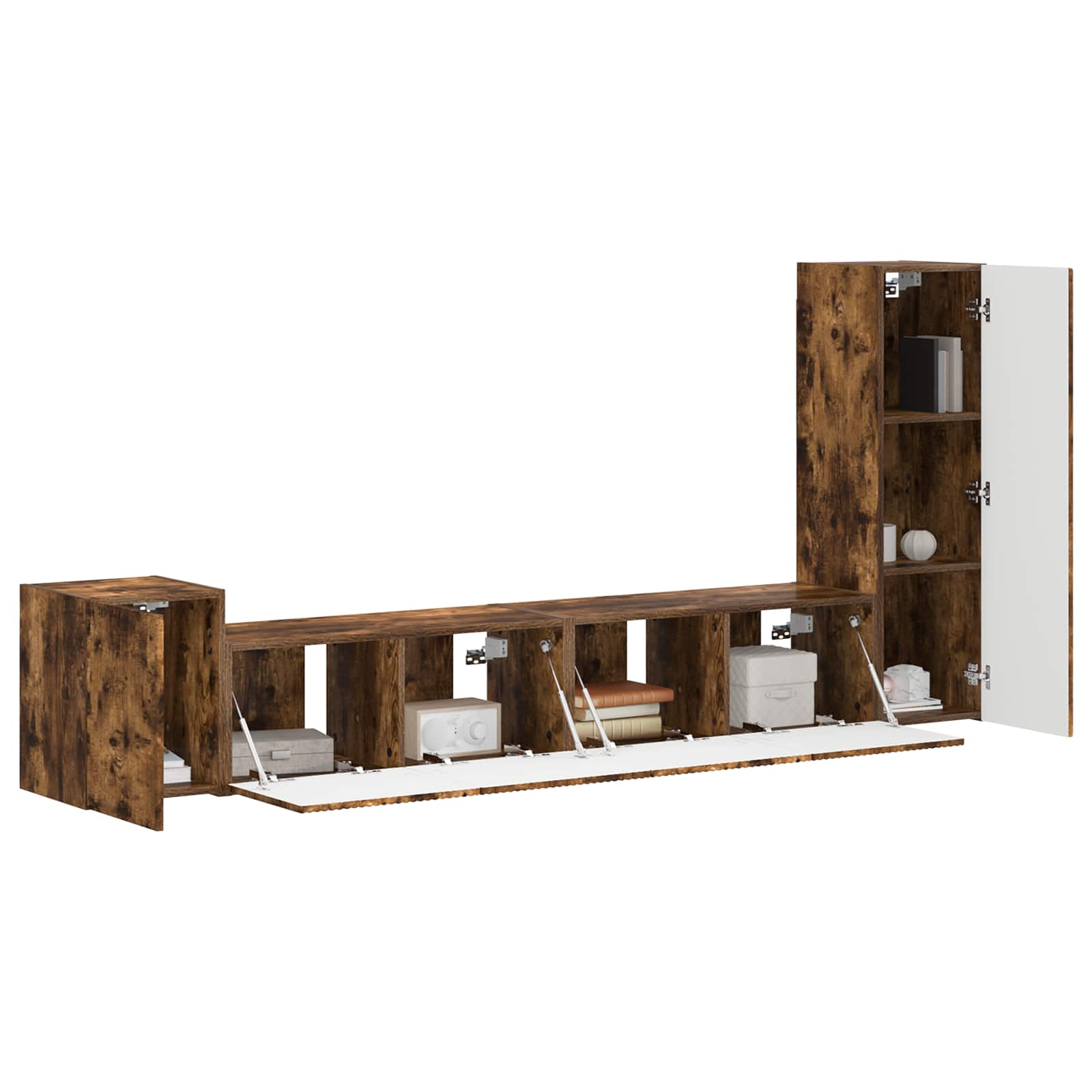 3409020 3 Set comodă TV Pe perete 3 pcs Stejar fumuriu Lemn compozit Set comodă TV Pe perete 3 pcs Stejar fumuriu Lemn compozit - imagine 3