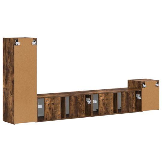 3409020 9 Set comodă TV Pe perete 3 pcs Stejar fumuriu Lemn compozit 3409020 9