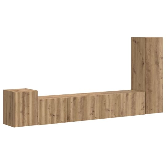 Alternative view of Set comodă TV Pe perete 3 pcs Stejar Artizanal Lemn compozit