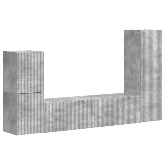 Alternative view of Set comodă TV Pe perete 4 pcs Gri din beton Lemn compozit