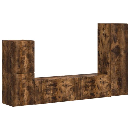 Alternative view of Set comodă TV Pe perete 4 pcs Stejar fumuriu Lemn compozit