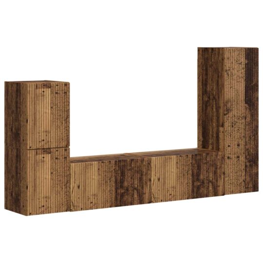 Alternative view of Set comodă TV Pe perete 4 pcs Lemn vechi Lemn compozit