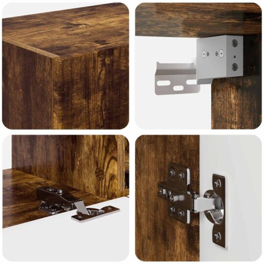 3409038 11 Set comodă TV Pe perete 4 pcs Stejar fumuriu Lemn compozit 3409038 11