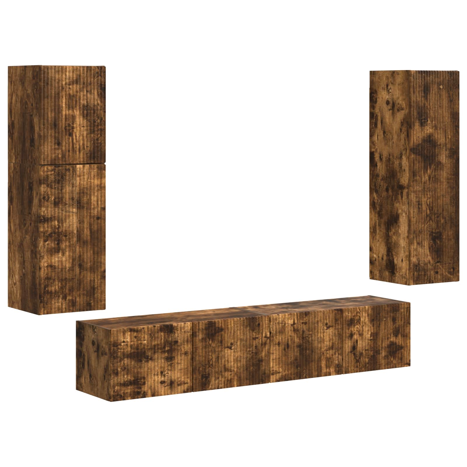 3409038 2 Set comodă TV Pe perete 4 pcs Stejar fumuriu Lemn compozit Set comodă TV Pe perete 4 pcs Stejar fumuriu Lemn compozit - imagine 2