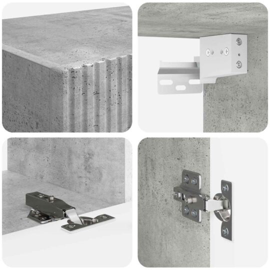 3409045 10 Set comodă TV Pe perete 4 pcs Gri din beton Lemn compozit 3409045 10