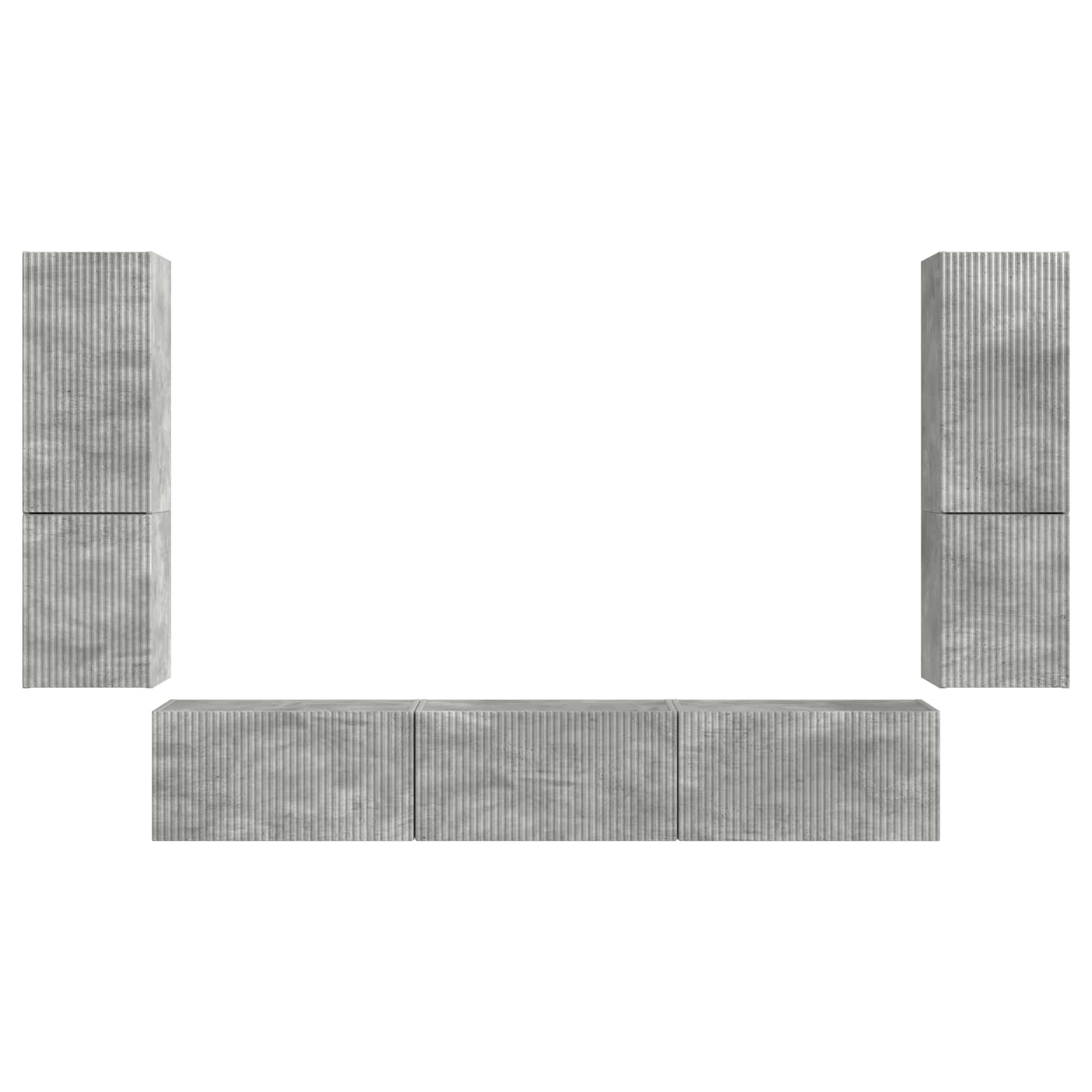 3409045 8 Set comodă TV Pe perete 4 pcs Gri din beton Lemn compozit Set comodă TV Pe perete 4 pcs Gri din beton Lemn compozit - imagine 8