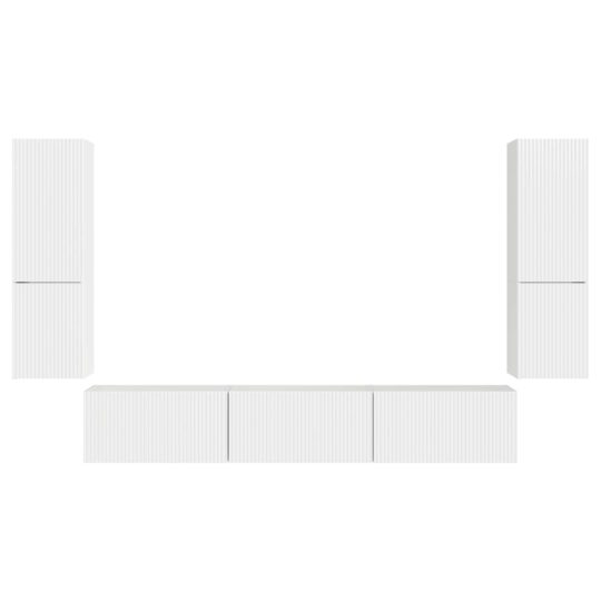 3409046 8 Set comodă TV Pe perete 4 pcs Alb lucios Lemn compozit 3409046 8