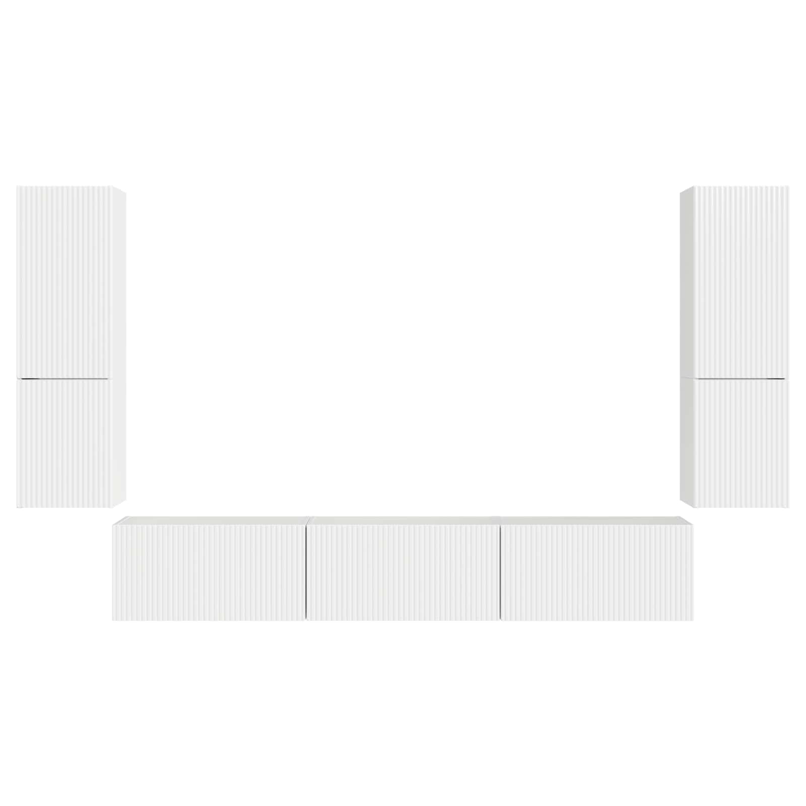 3409046 8 Set comodă TV Pe perete 4 pcs Alb lucios Lemn compozit Set comodă TV Pe perete 4 pcs Alb lucios Lemn compozit - imagine 8