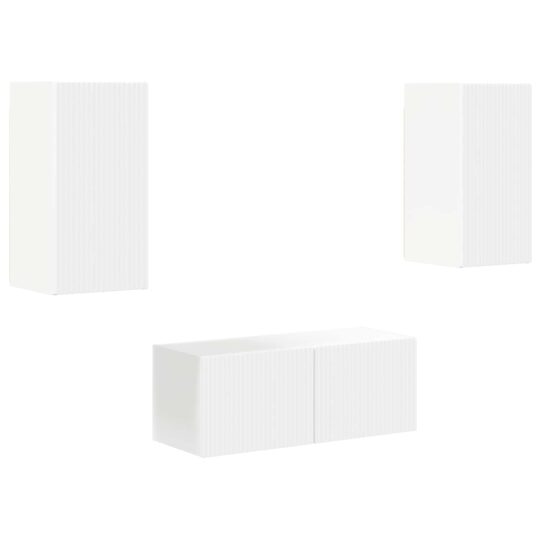 Alternative view of Set comodă TV Pe perete 6 pcs Alb Lemn compozit
