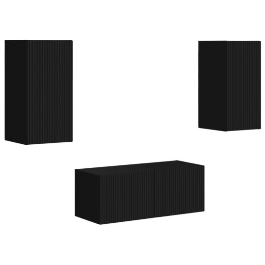 Alternative view of Set comodă TV Pe perete 6 pcs Negru Lemn compozit