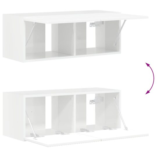 3409064 10 Set comodă TV Pe perete 6 pcs Alb lucios Lemn compozit 3409064 10