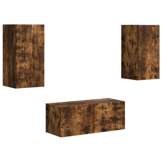 Alternative view of Set comodă TV Pe perete 6 pcs Stejar fumuriu Lemn compozit
