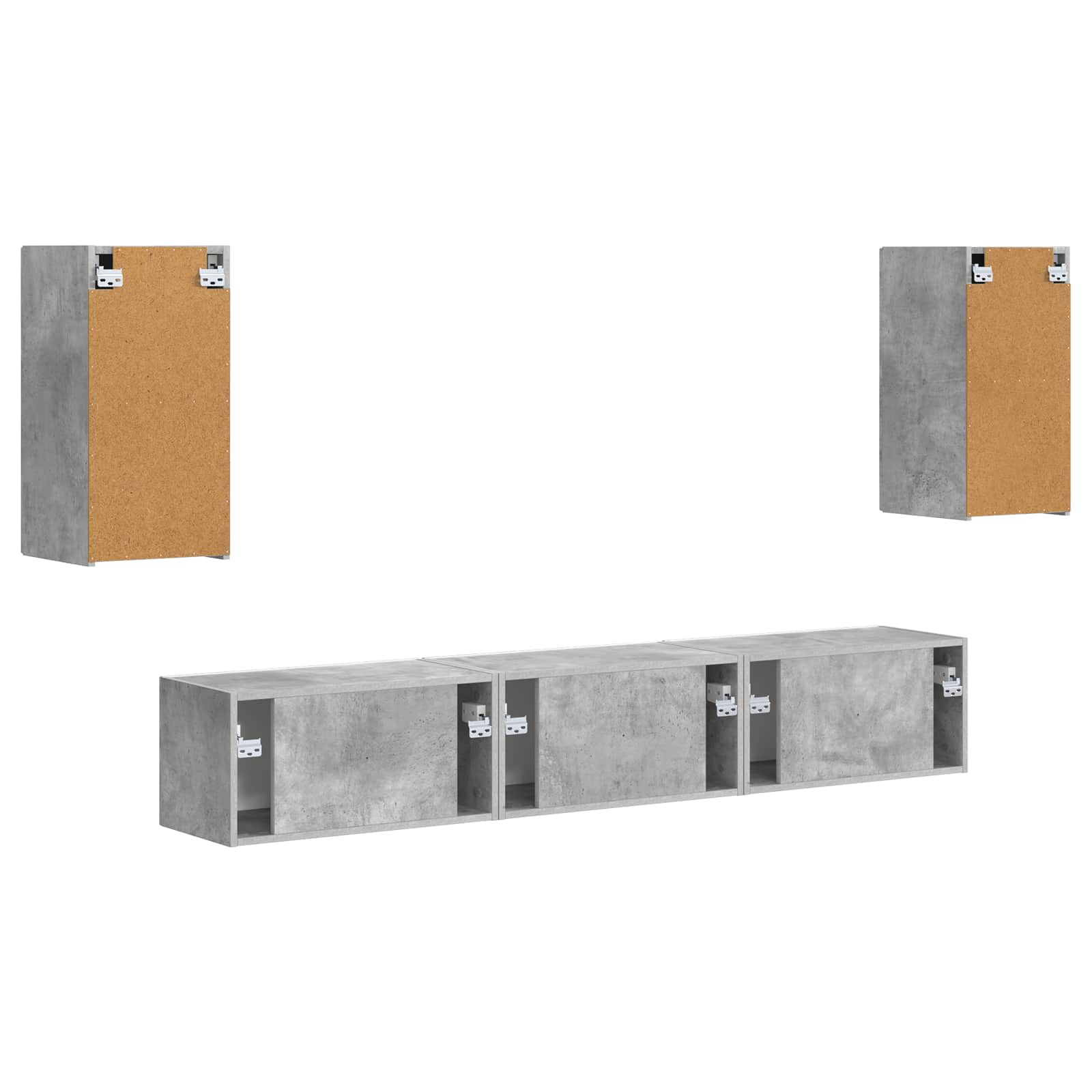 3409072 8 Set comodă TV Pe perete 3 pcs Gri din beton Lemn compozit Set comodă TV Pe perete 3 pcs Gri din beton Lemn compozit - imagine 8