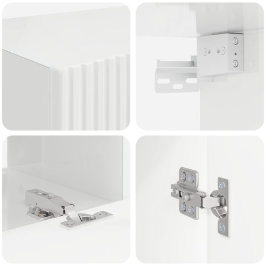 3409073 9 Set comodă TV Pe perete 3 pcs Alb lucios Lemn compozit 3409073 9