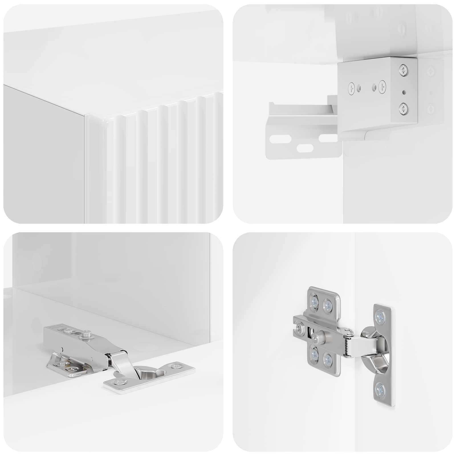 3409073 9 Set comodă TV Pe perete 3 pcs Alb lucios Lemn compozit Set comodă TV Pe perete 3 pcs Alb lucios Lemn compozit - imagine 9