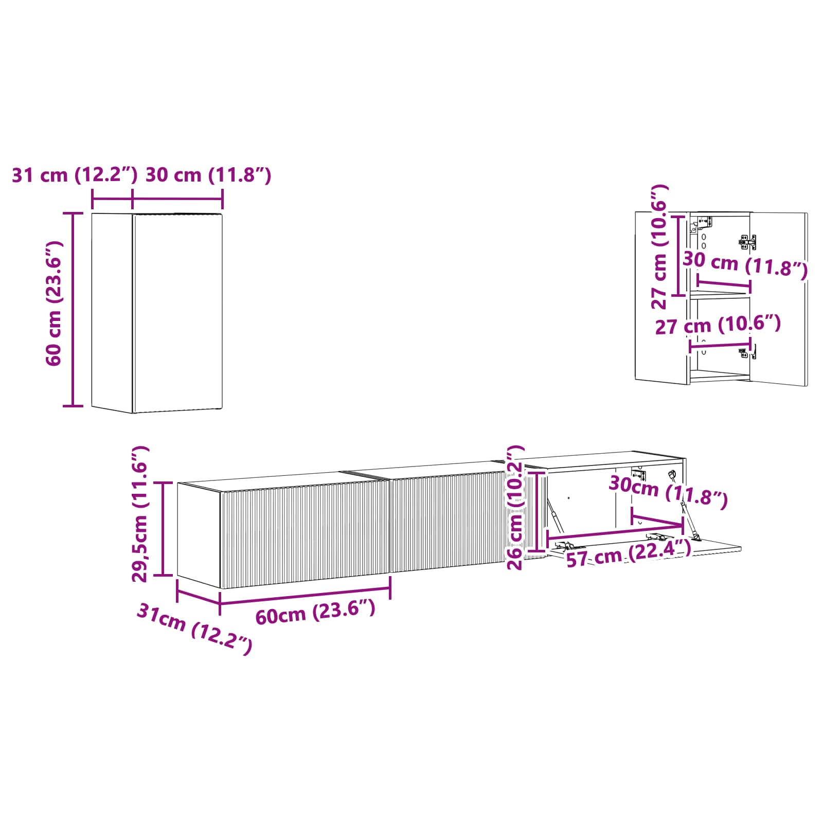 3409074 13 Set comodă TV Pe perete 3 pcs Stejar fumuriu Lemn compozit Set comodă TV Pe perete 3 pcs Stejar fumuriu Lemn compozit - imagine 13