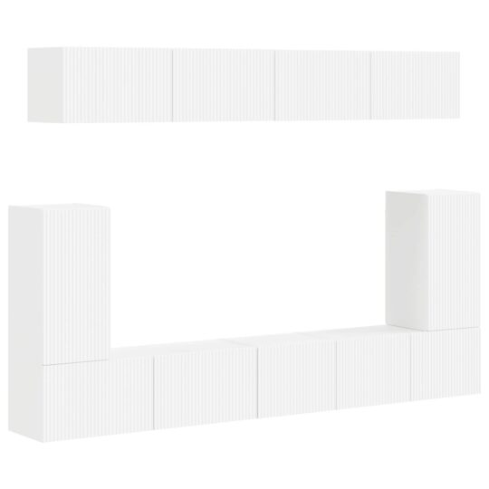 Alternative view of Set comodă TV Pe perete 5 pcs Alb Lemn compozit