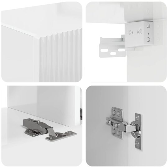 3409091 11 Set comodă TV Pe perete 5 pcs Alb lucios Lemn compozit 3409091 11