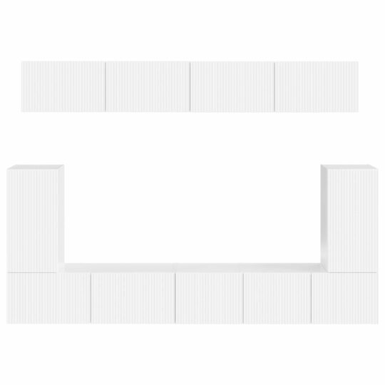 3409091 9 Set comodă TV Pe perete 5 pcs Alb lucios Lemn compozit 3409091 9