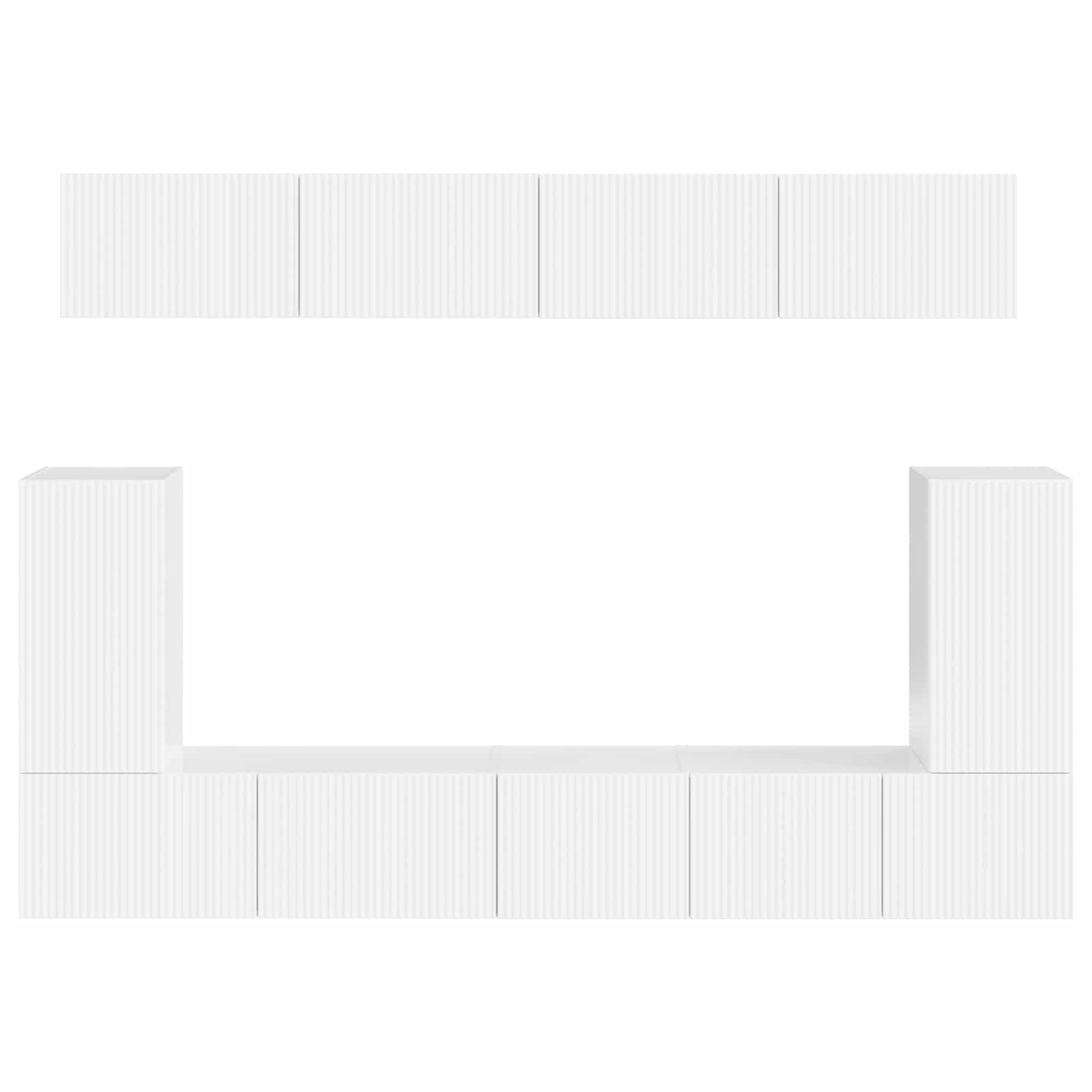 3409091 9 Set comodă TV Pe perete 5 pcs Alb lucios Lemn compozit Set comodă TV Pe perete 5 pcs Alb lucios Lemn compozit - imagine 9