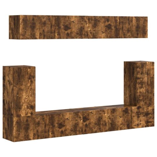 Alternative view of Set comodă TV Pe perete 5 pcs Stejar fumuriu Lemn compozit