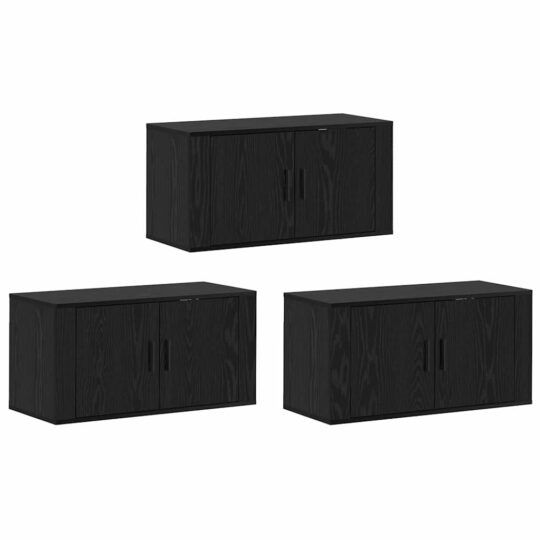 Alternative view of Set Dulap TV montat pe perete Pe perete 3 pcs Stejar Negru