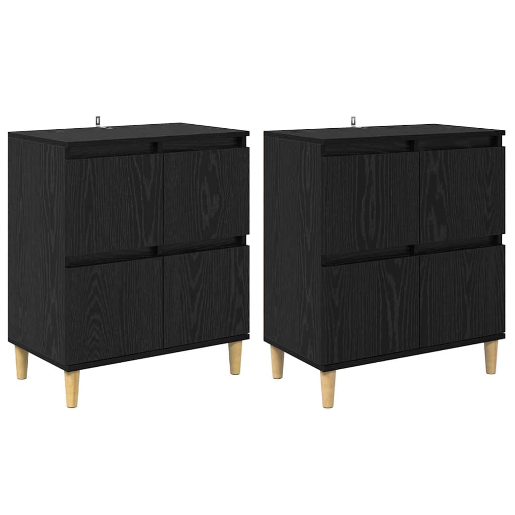 Bufeturi 2 pcs Stejar Negru 60 x 35 x 70 cm Lemn compozit - imagine 2