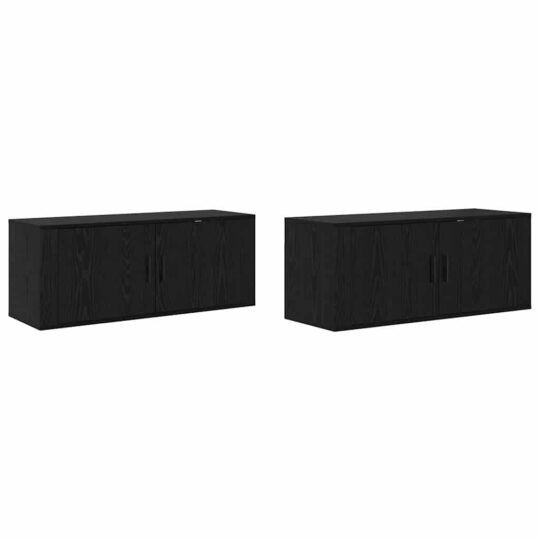 Alternative view of Set Dulap TV montat pe perete Pe perete 2 pcs Stejar Negru