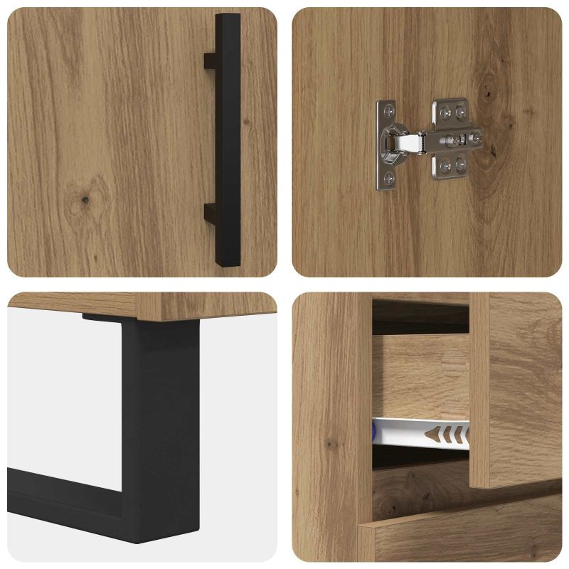 Bufet Stejar Artizanal 69,5 x 34 x 180 cm Lemn compozit - imagine 11